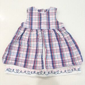 Vintage Baby Girls Plaid‎ Heart Dress Size 9-12 Months